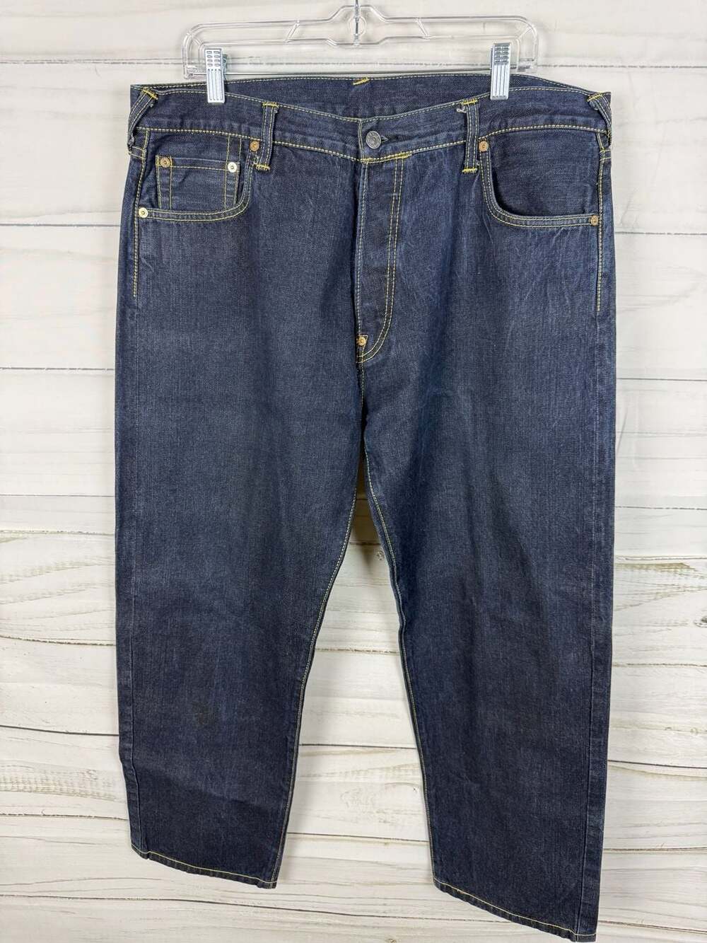 Evisu Indigo Genes Japan Dark Wash Denim Jeans with Painted Seagull Logo
